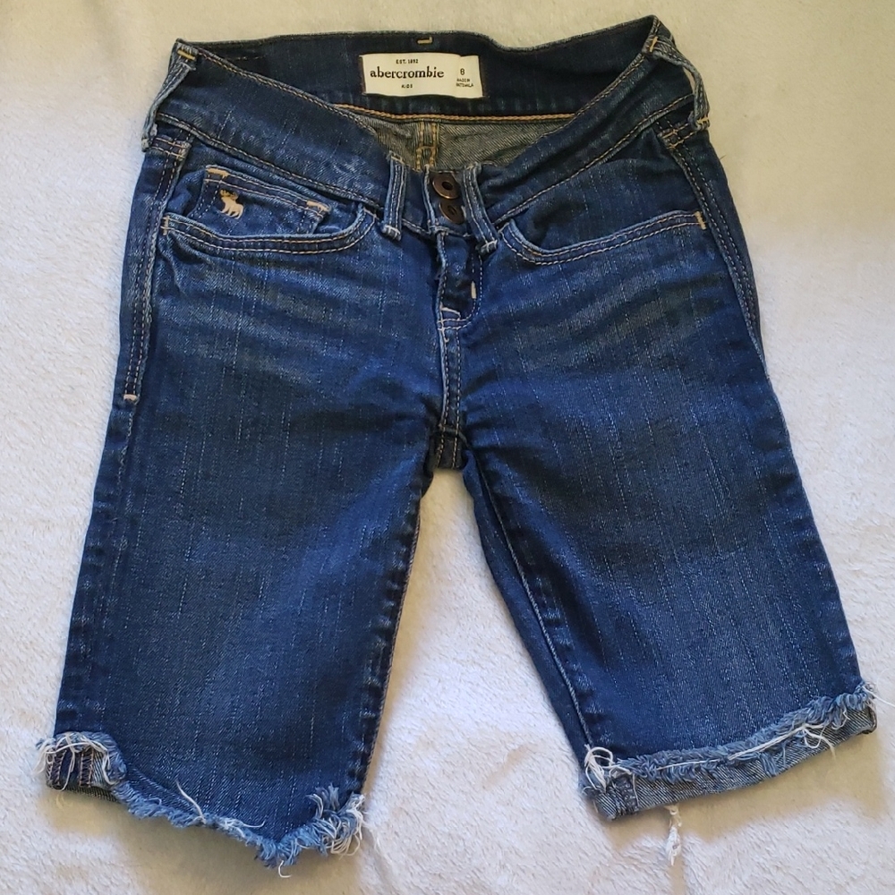 Abercrombie & Fitch Girls Dark Blue Denim Bermuda Style Shorts
